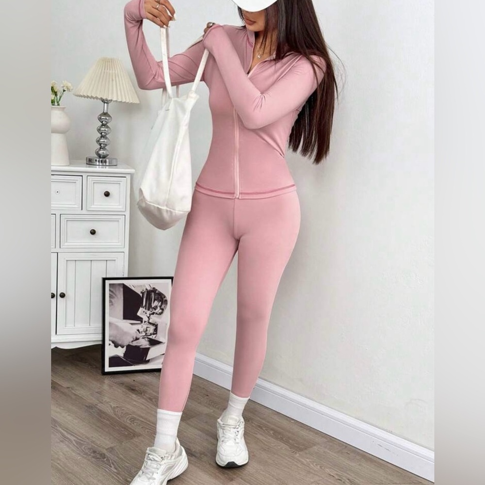 Pink Women's Fitted Tracksuit Set